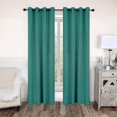 2 Pieces Plain Dyed Back Lining Eyelet Curtains - Teal
